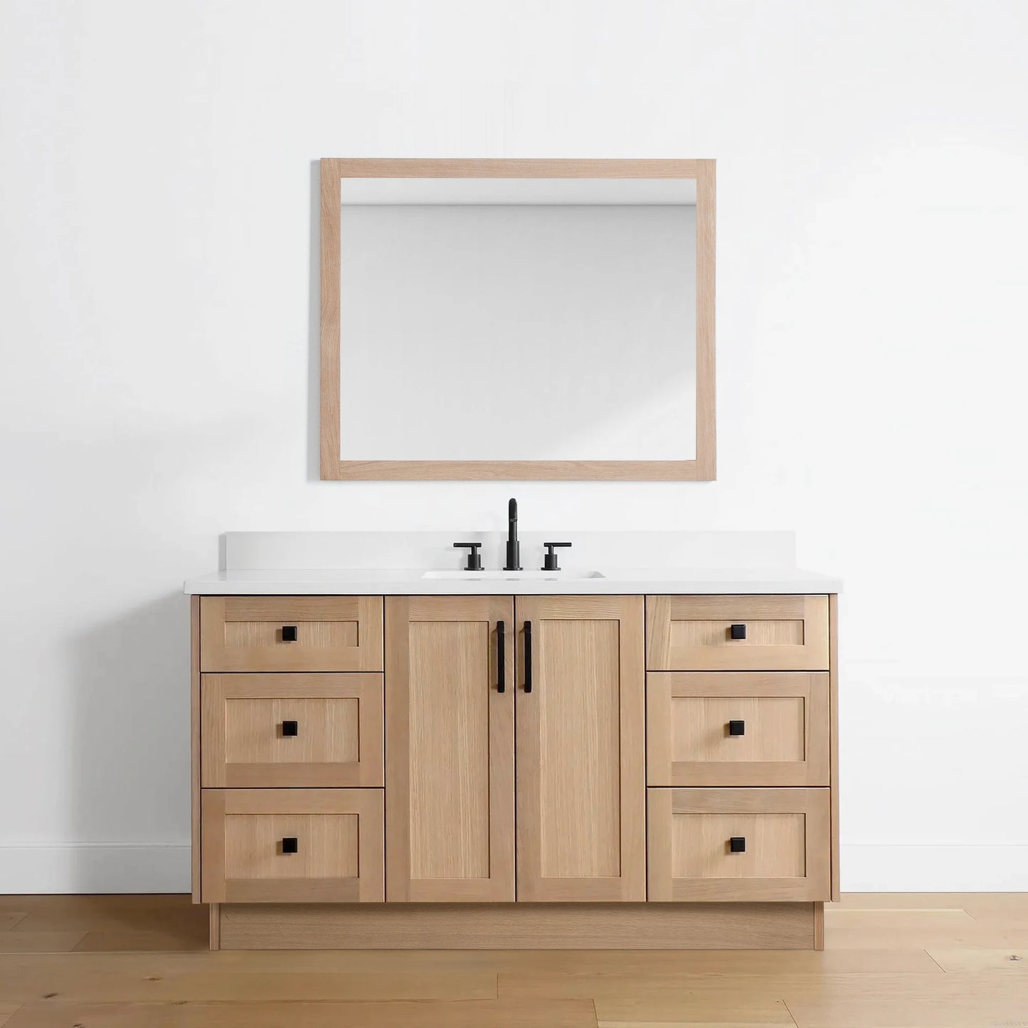 Bridgeport SLIM 60" White Oak Bathroom Vanity