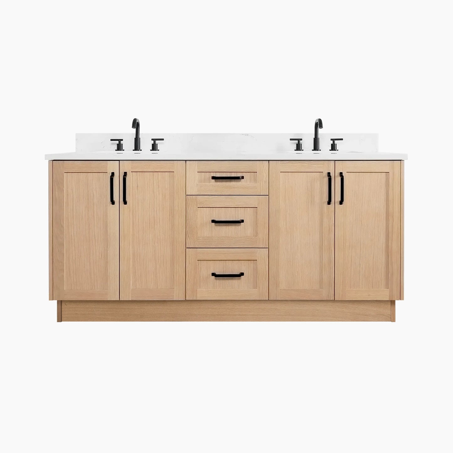 Bridgeport SLIM 72" White Oak Bathroom Vanity, Double Sink