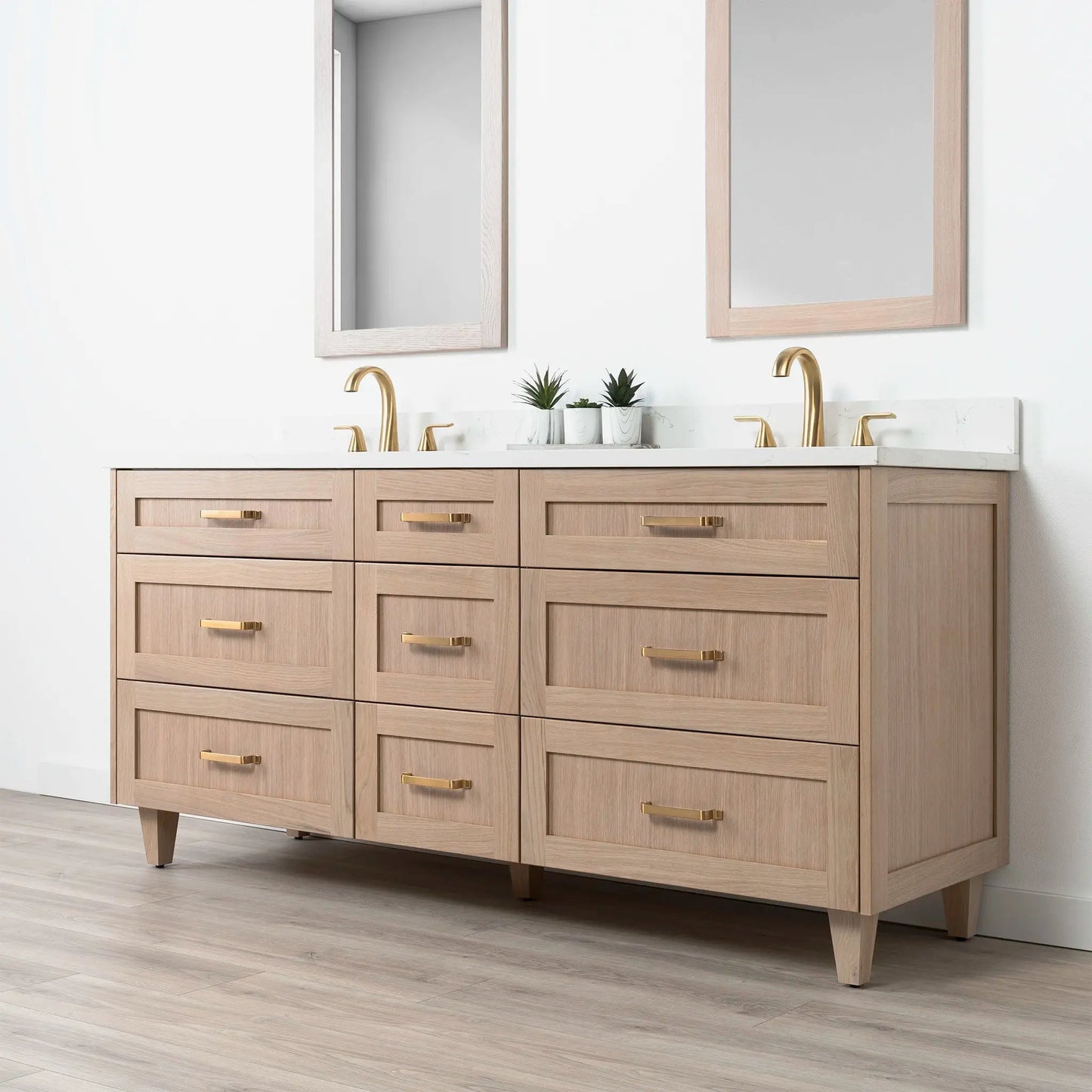 Bridgeport SLIM 72" White Oak Bathroom Vanity, Double Sink - All Drawers Teodor Bathroom Vanity Canada