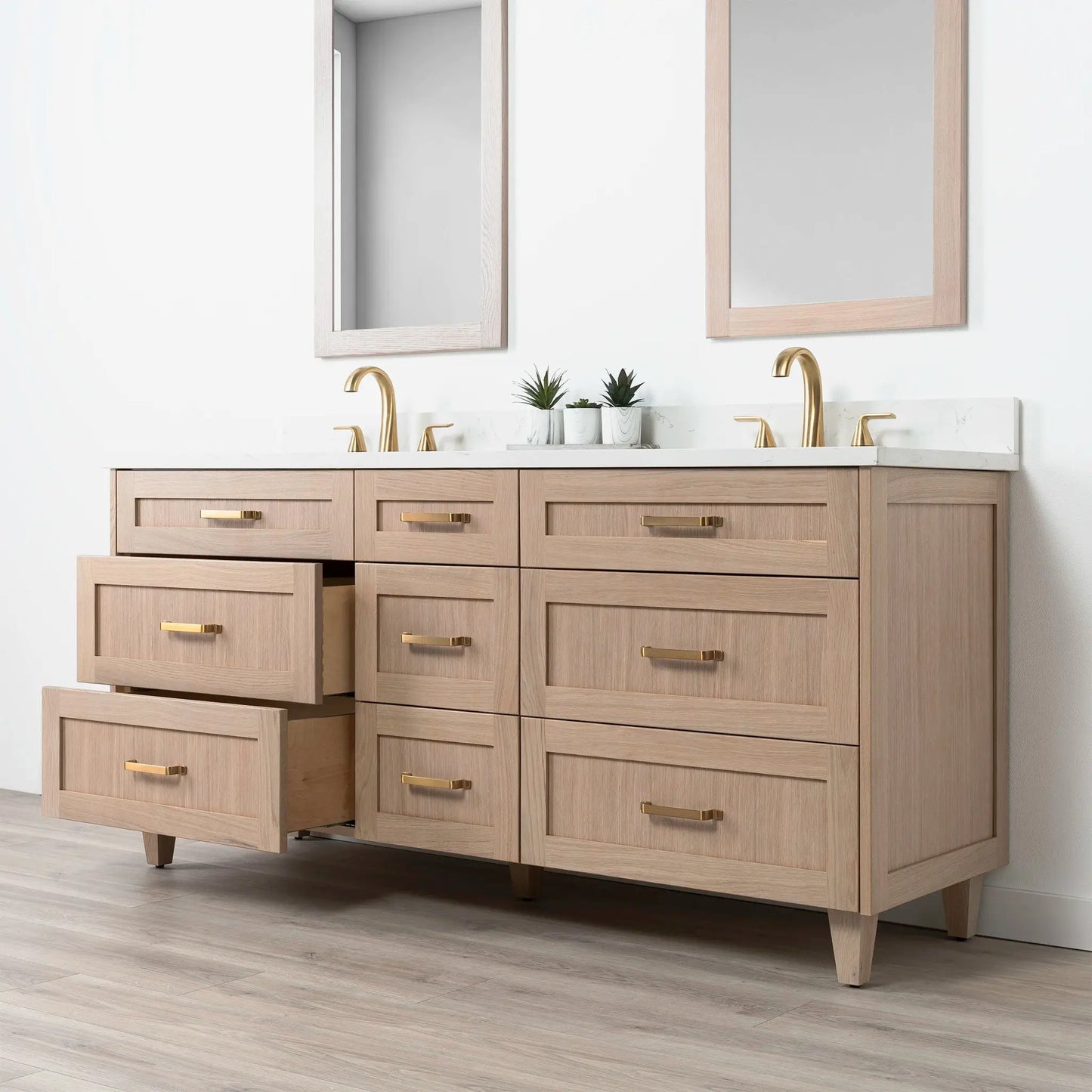 Bridgeport SLIM 72" White Oak Bathroom Vanity, Double Sink - All Drawers Teodor Bathroom Vanity Canada