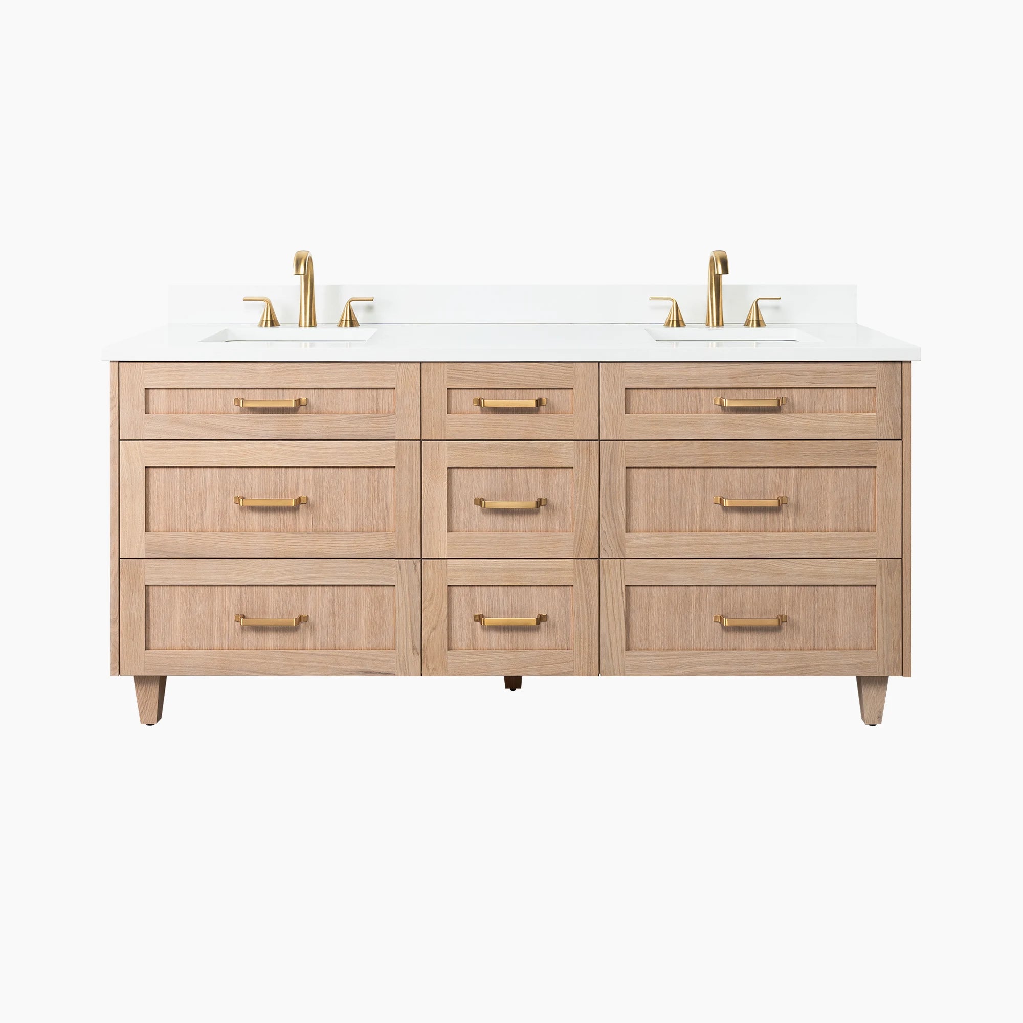 Bridgeport 72 White Oak Bathroom Vanity, Double Sink w/ Drawers