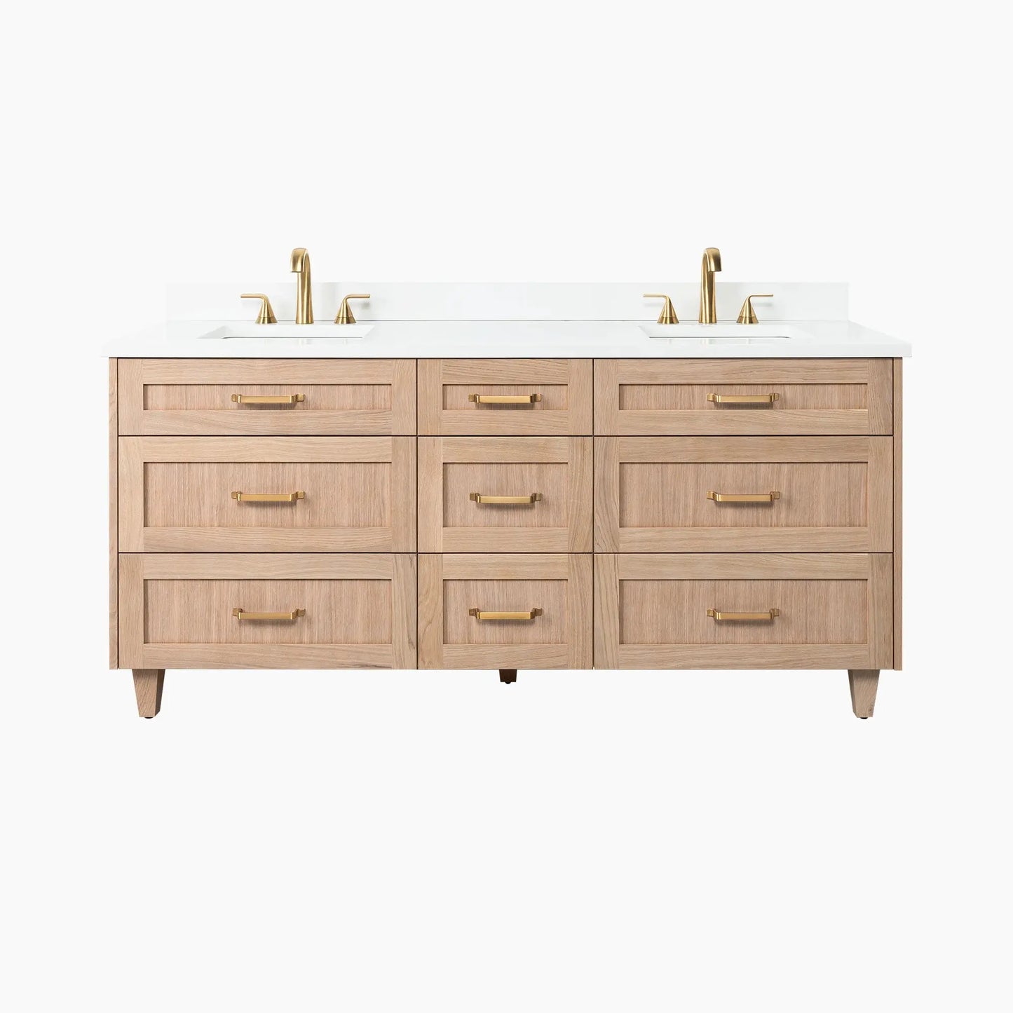 Bridgeport SLIM 72" White Oak Bathroom Vanity, Double Sink - All Drawers Teodor Bathroom Vanity Canada