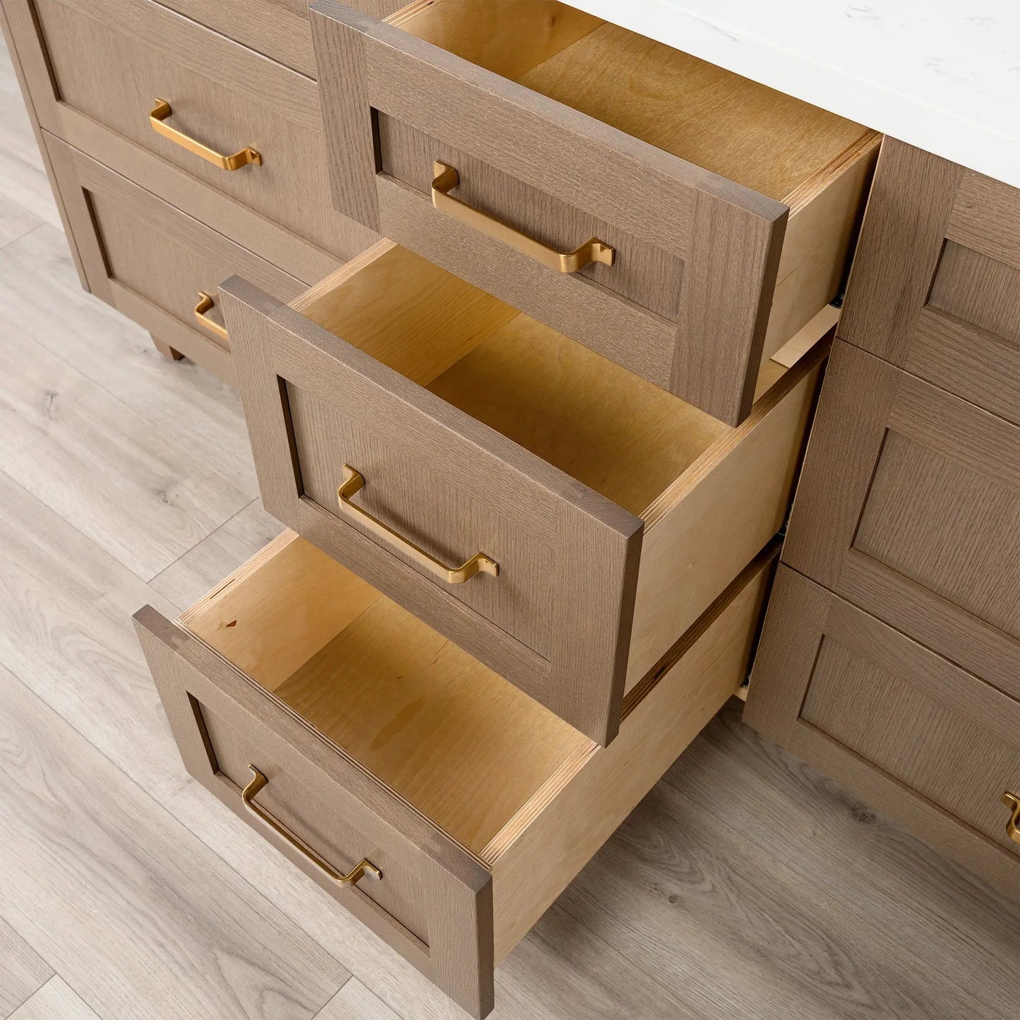 Bridgeport SLIM 72" Almond Coast Bathroom Vanity, Double Sink - All Drawers Teodor Bathroom Vanity Canada