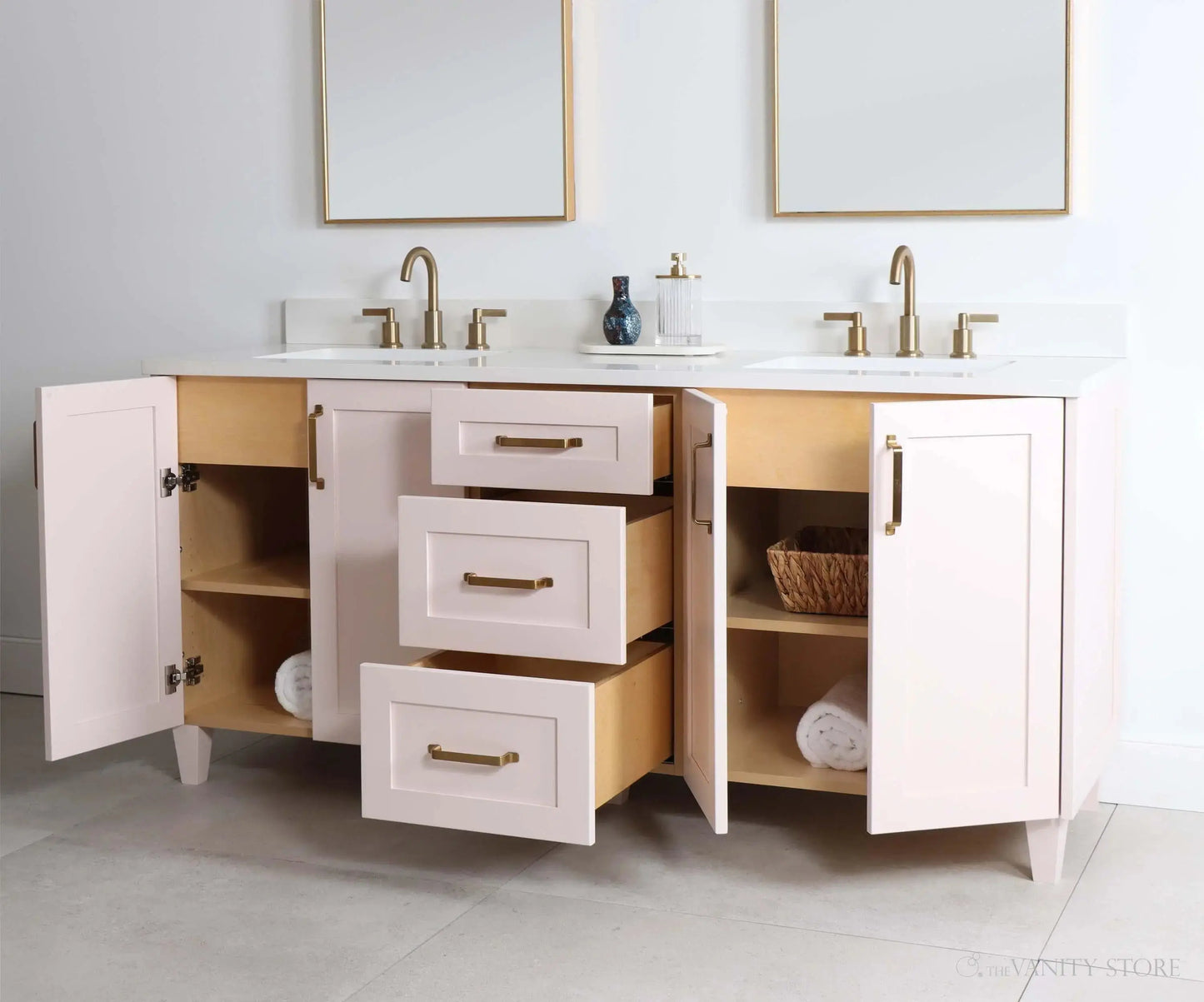 Bridgeport SLIM 72" Champagne Pink Bathroom Vanity, Double Sink Teodor Bathroom Vanity Canada