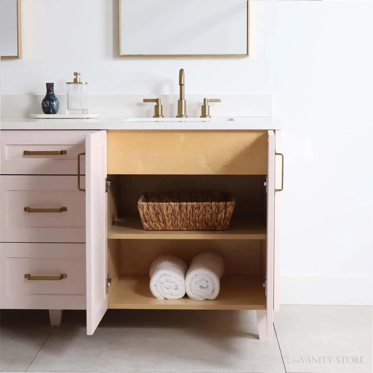 Bridgeport SLIM 72" Champagne Pink Bathroom Vanity, Double Sink Teodor Bathroom Vanity Canada