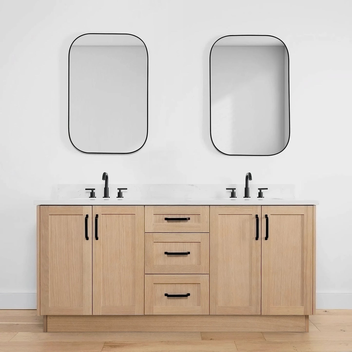 Bridgeport SLIM 72" White Oak Bathroom Vanity, Double Sink