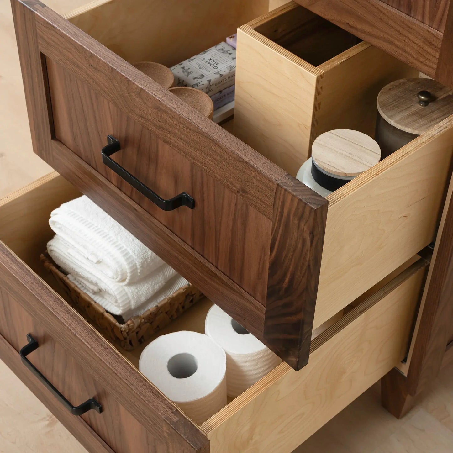 Bridgeport SLIM 24" American Black Walnut Bathroom Vanity - All Drawers Teodor Bathroom Vanity Canada