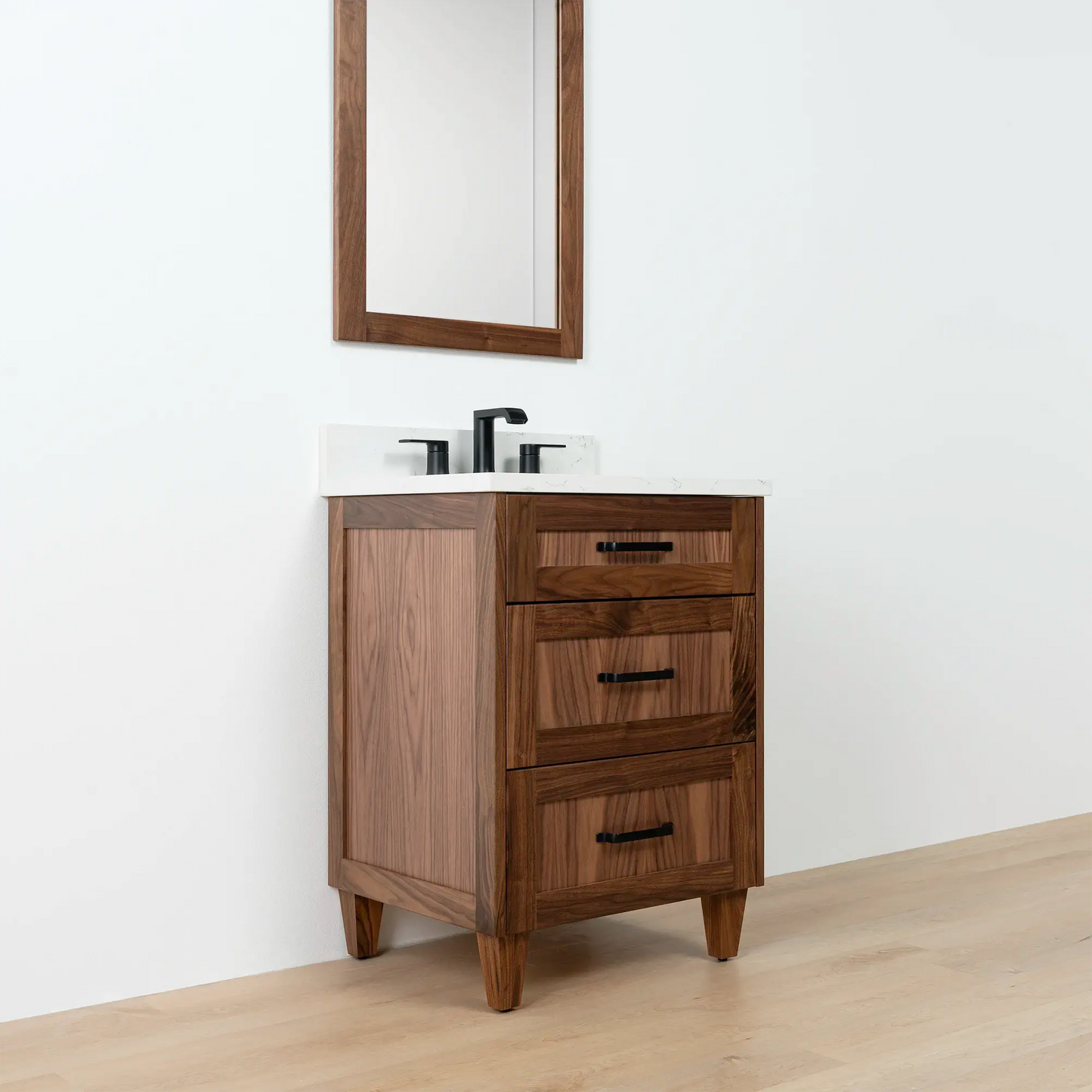 Bridgeport SLIM 24" American Black Walnut Bathroom Vanity - All Drawers Teodor Bathroom Vanity Canada