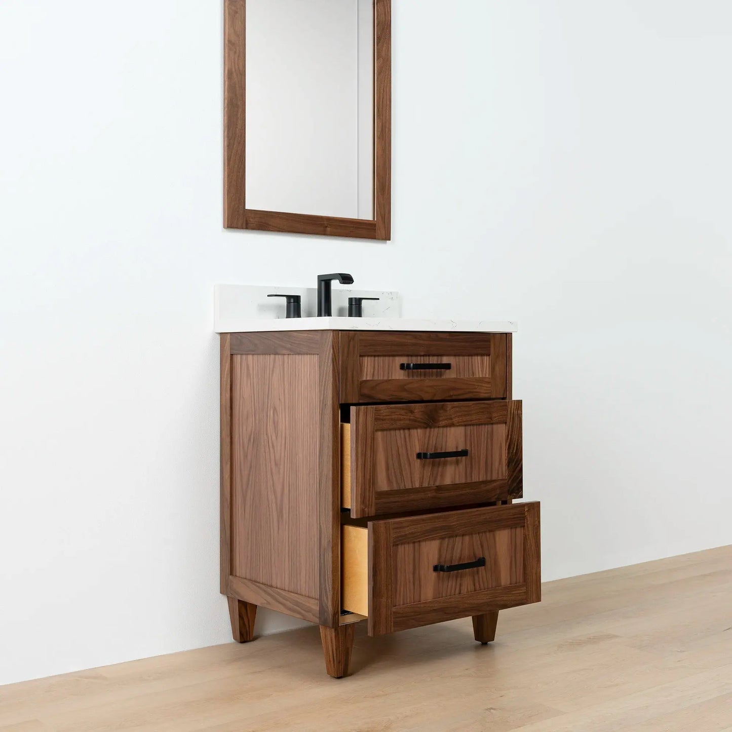 Bridgeport SLIM 24" American Black Walnut Bathroom Vanity - All Drawers Teodor Bathroom Vanity Canada