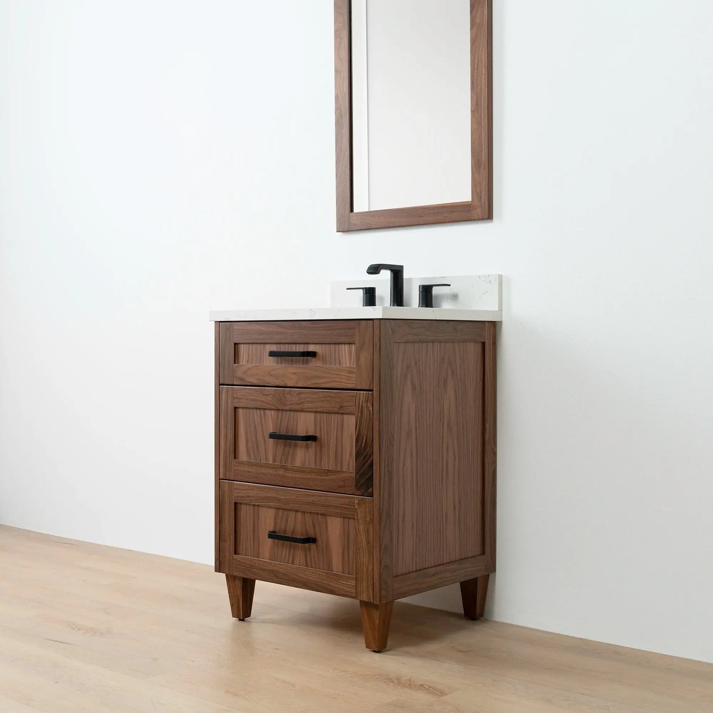 Bridgeport SLIM 24" American Black Walnut Bathroom Vanity - All Drawers Teodor Bathroom Vanity Canada