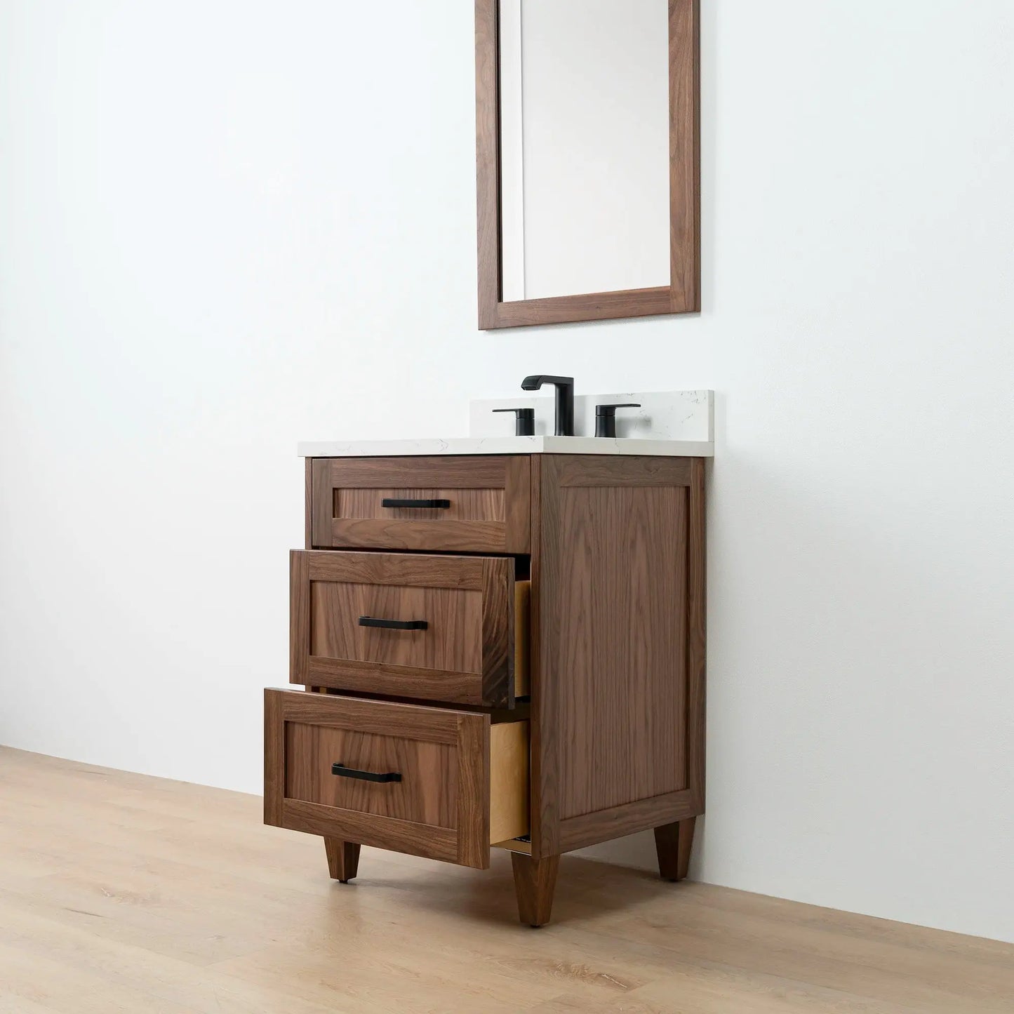 Bridgeport SLIM 24" American Black Walnut Bathroom Vanity - All Drawers Teodor Bathroom Vanity Canada