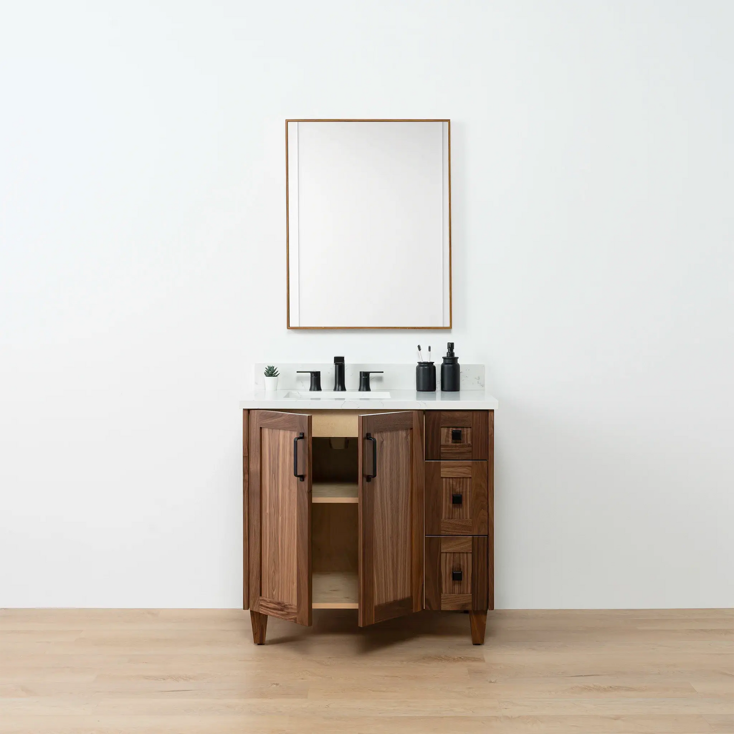 Bridgeport SLIM 36" American Black Walnut Bathroom Vanity, Left Sink Teodor Bathroom Vanity Canada