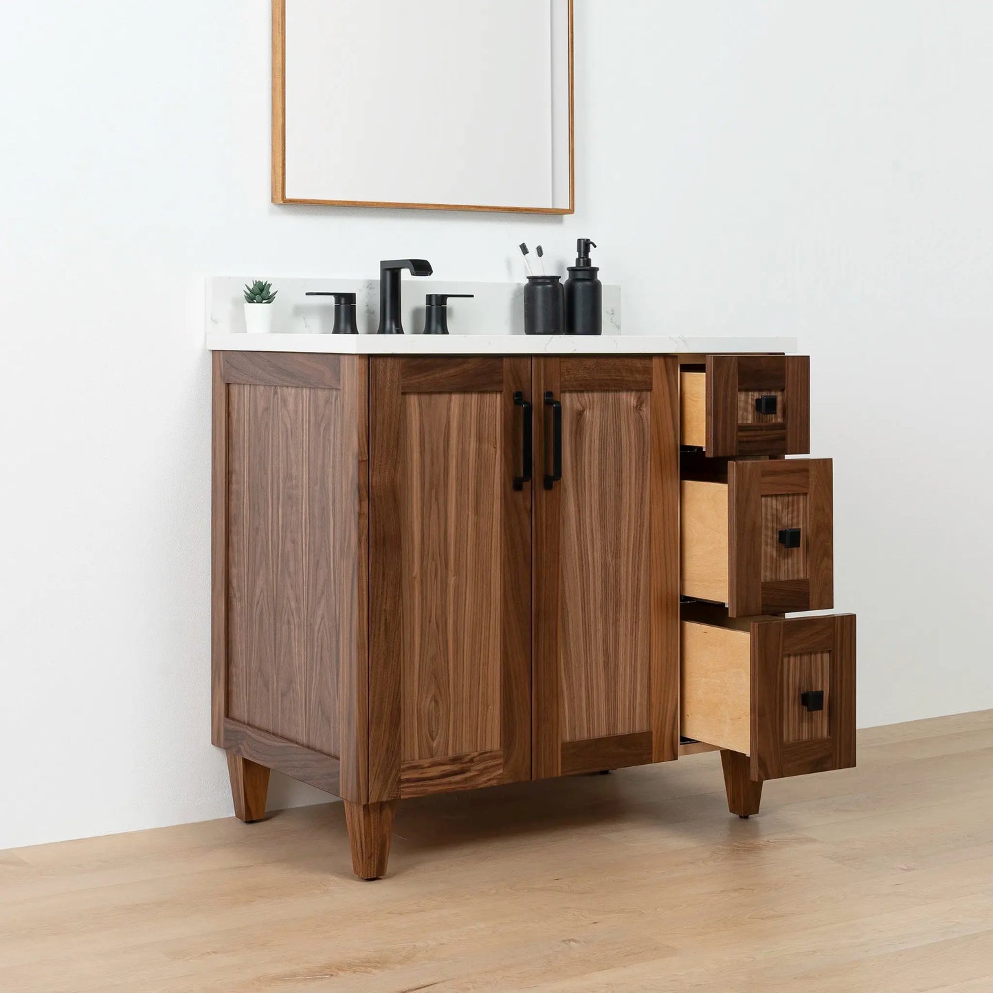 Bridgeport SLIM 36" American Black Walnut Bathroom Vanity, Left Sink Teodor Bathroom Vanity Canada