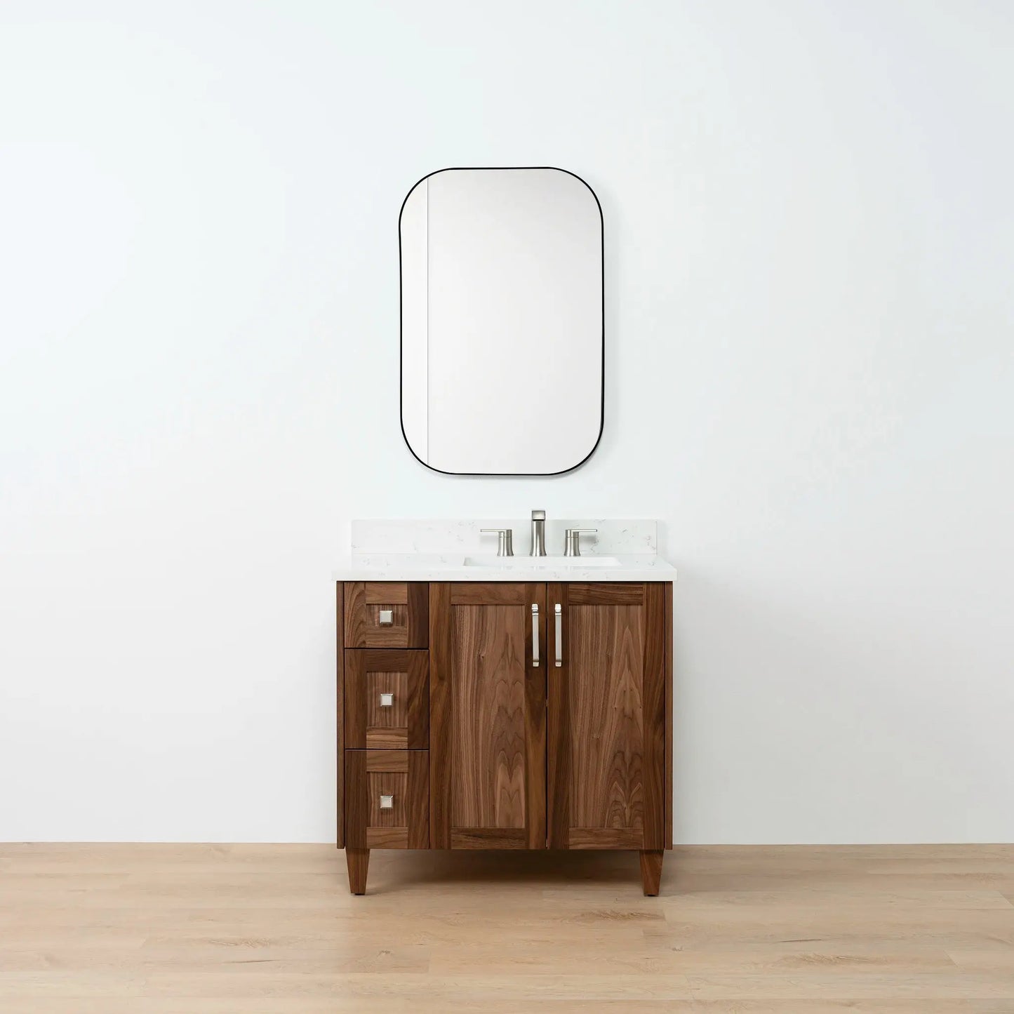 Bridgeport SLIM 36" American Black Walnut Bathroom Vanity, Right Sink Teodor Bathroom Vanity Canada