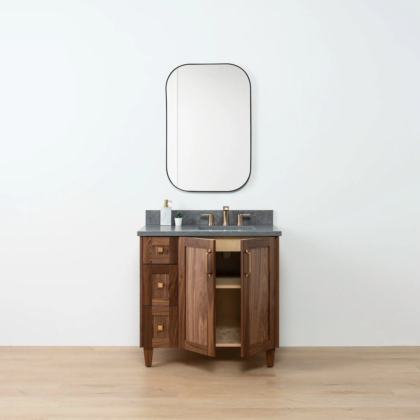 Bridgeport SLIM 36" American Black Walnut Bathroom Vanity, Right Sink Teodor Bathroom Vanity Canada