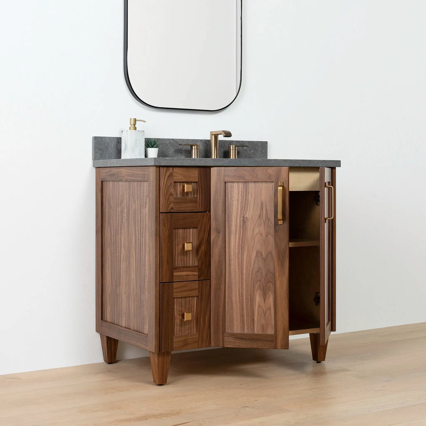 Bridgeport SLIM 36" American Black Walnut Bathroom Vanity, Right Sink Teodor Bathroom Vanity Canada