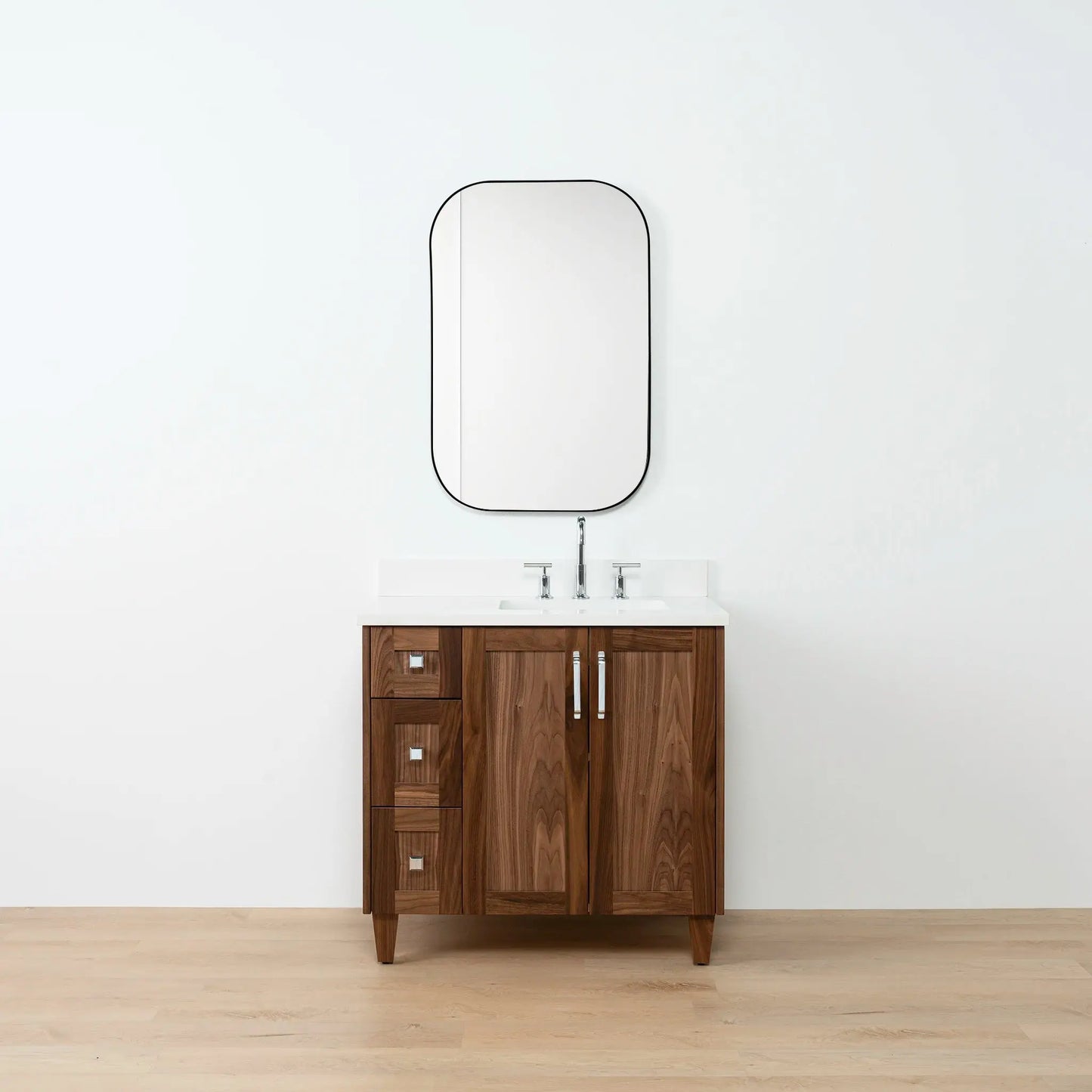 Bridgeport SLIM 36" American Black Walnut Bathroom Vanity, Right Sink Teodor Bathroom Vanity Canada