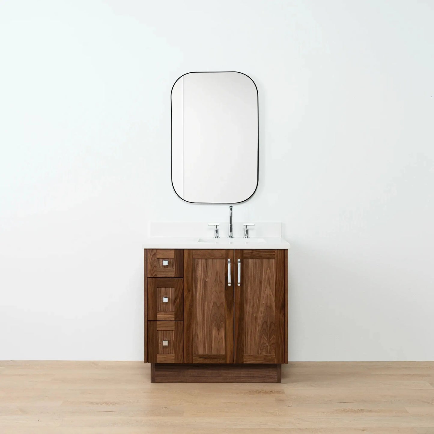 Bridgeport SLIM 36" American Black Walnut Bathroom Vanity, Right Sink Teodor Bathroom Vanity Canada