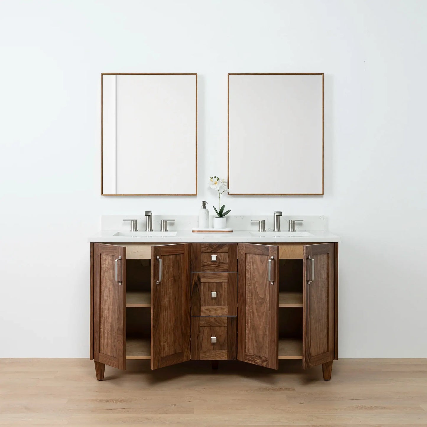 Bridgeport SLIM 60" American Black Walnut Bathroom Vanity, Double Sink Teodor Bathroom Vanity Canada