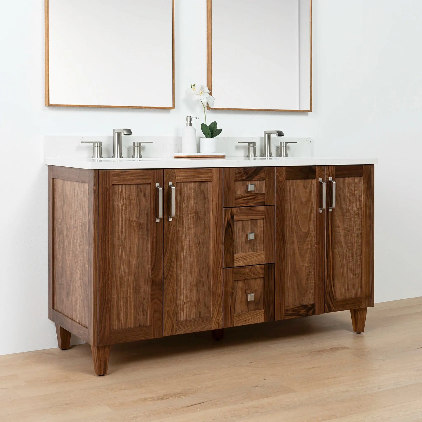 Bridgeport SLIM 60" American Black Walnut Bathroom Vanity, Double Sink Teodor Bathroom Vanity Canada