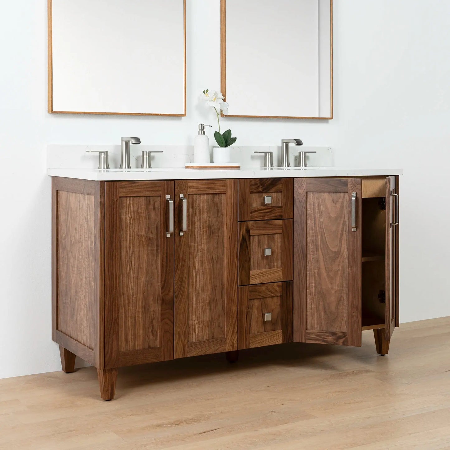 Bridgeport SLIM 60" American Black Walnut Bathroom Vanity, Double Sink Teodor Bathroom Vanity Canada