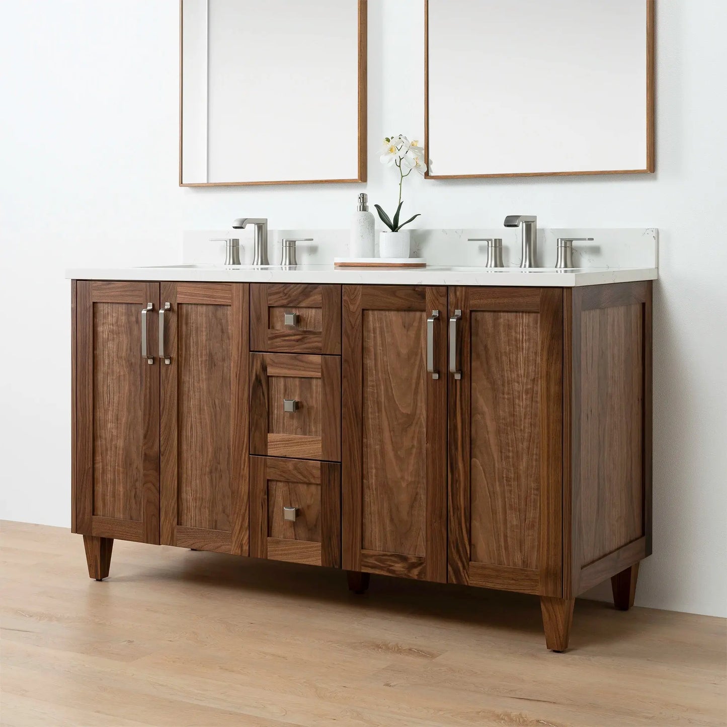 Bridgeport SLIM 60" American Black Walnut Bathroom Vanity, Double Sink Teodor Bathroom Vanity Canada