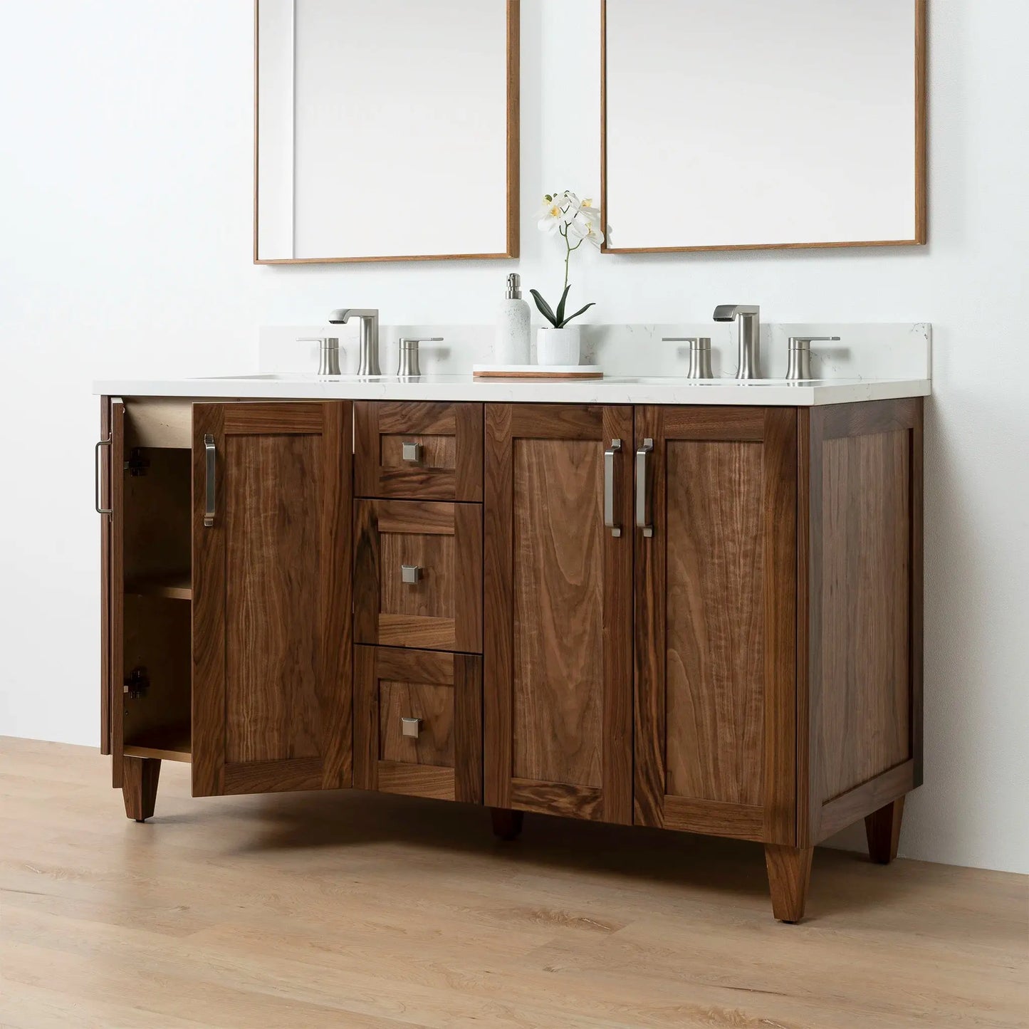 Bridgeport SLIM 60" American Black Walnut Bathroom Vanity, Double Sink Teodor Bathroom Vanity Canada