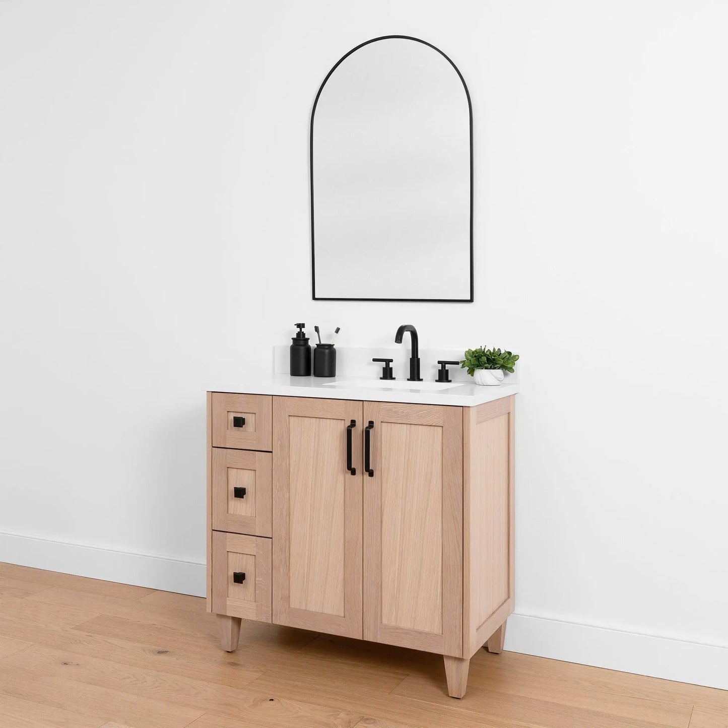 Bridgeport SLIM, 36" Teodor® White Oak Vanity, Right Sink Teodor Bathroom VanityCanada
