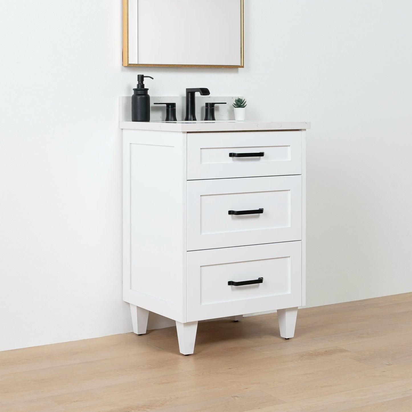 Bridgeport SLIM 24" Satin White Bathroom Vanity - All Drawers
