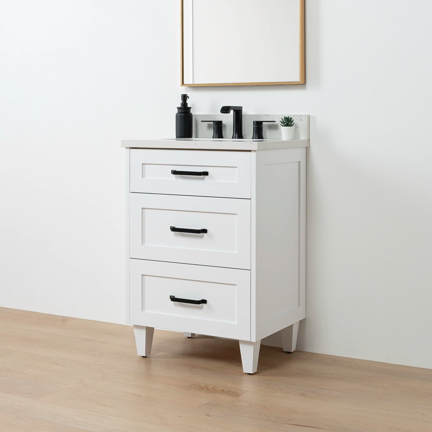 Bridgeport SLIM 24" Satin White Bathroom Vanity - All Drawers