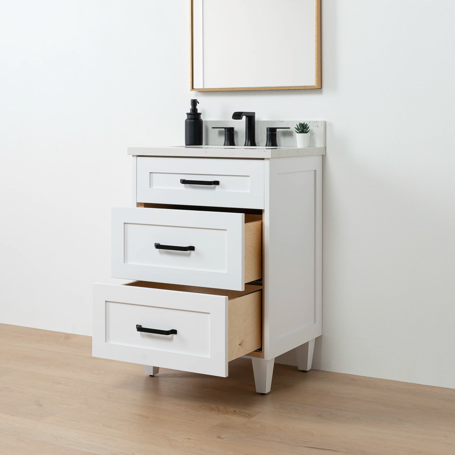 Bridgeport SLIM 24" Satin White Bathroom Vanity - All Drawers