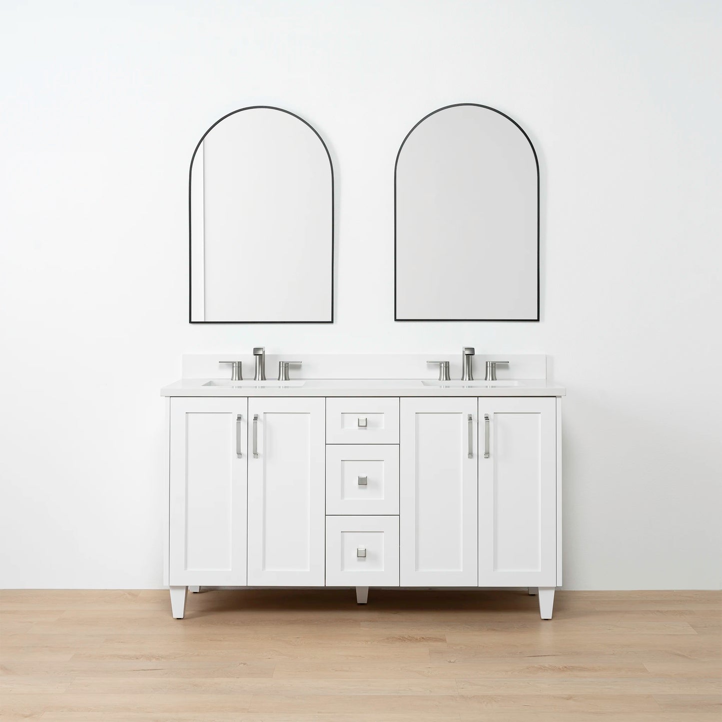 Bridgeport SLIM 60" Satin White Bathroom Vanity, Double Sink