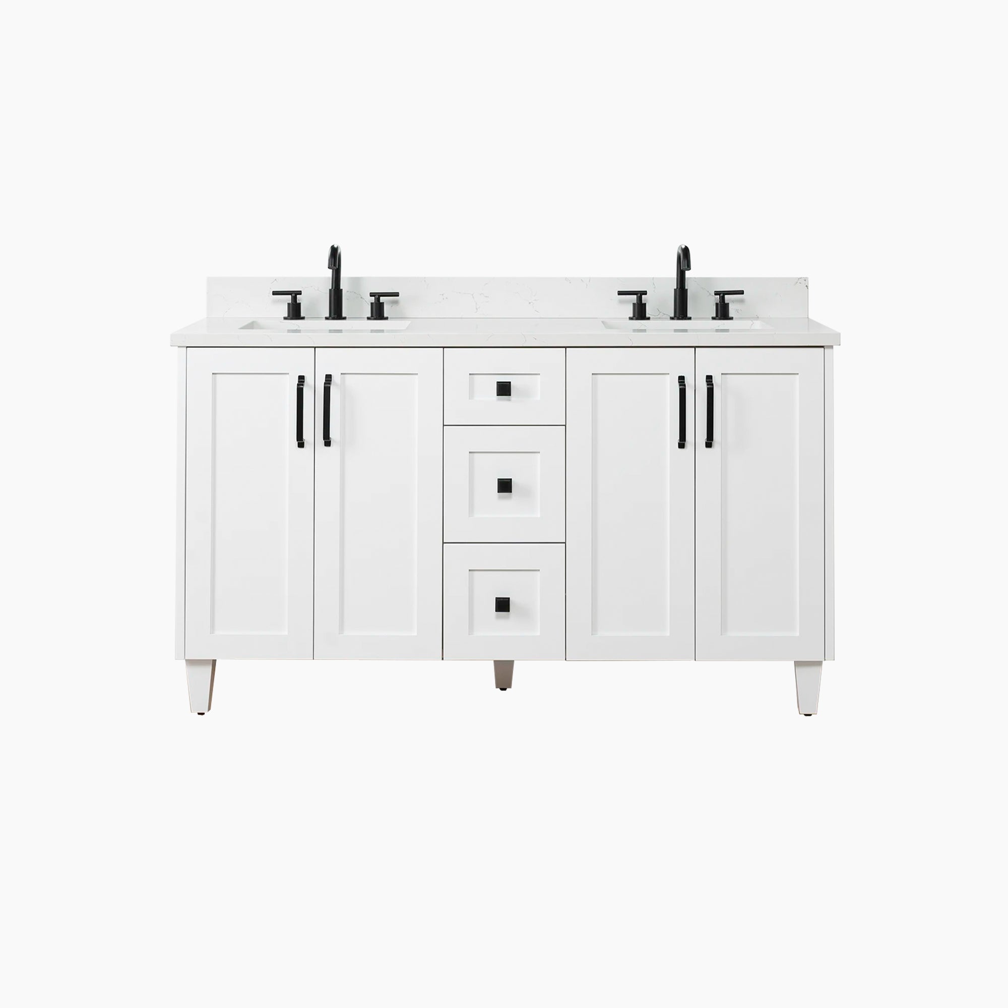 Bridgeport SLIM 60 Satin White Bathroom Vanity, Double Sink