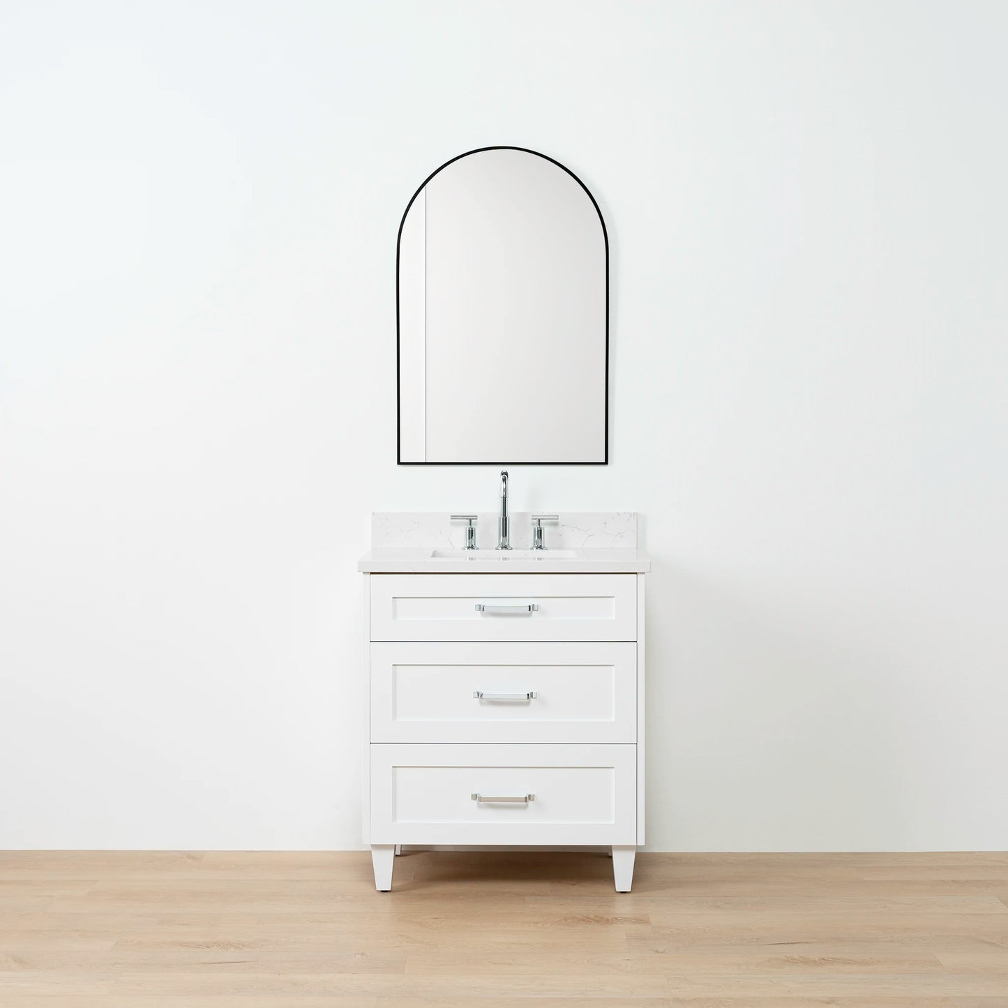 Bridgeport SLIM 30" Satin White Bathroom Vanity - All Drawers