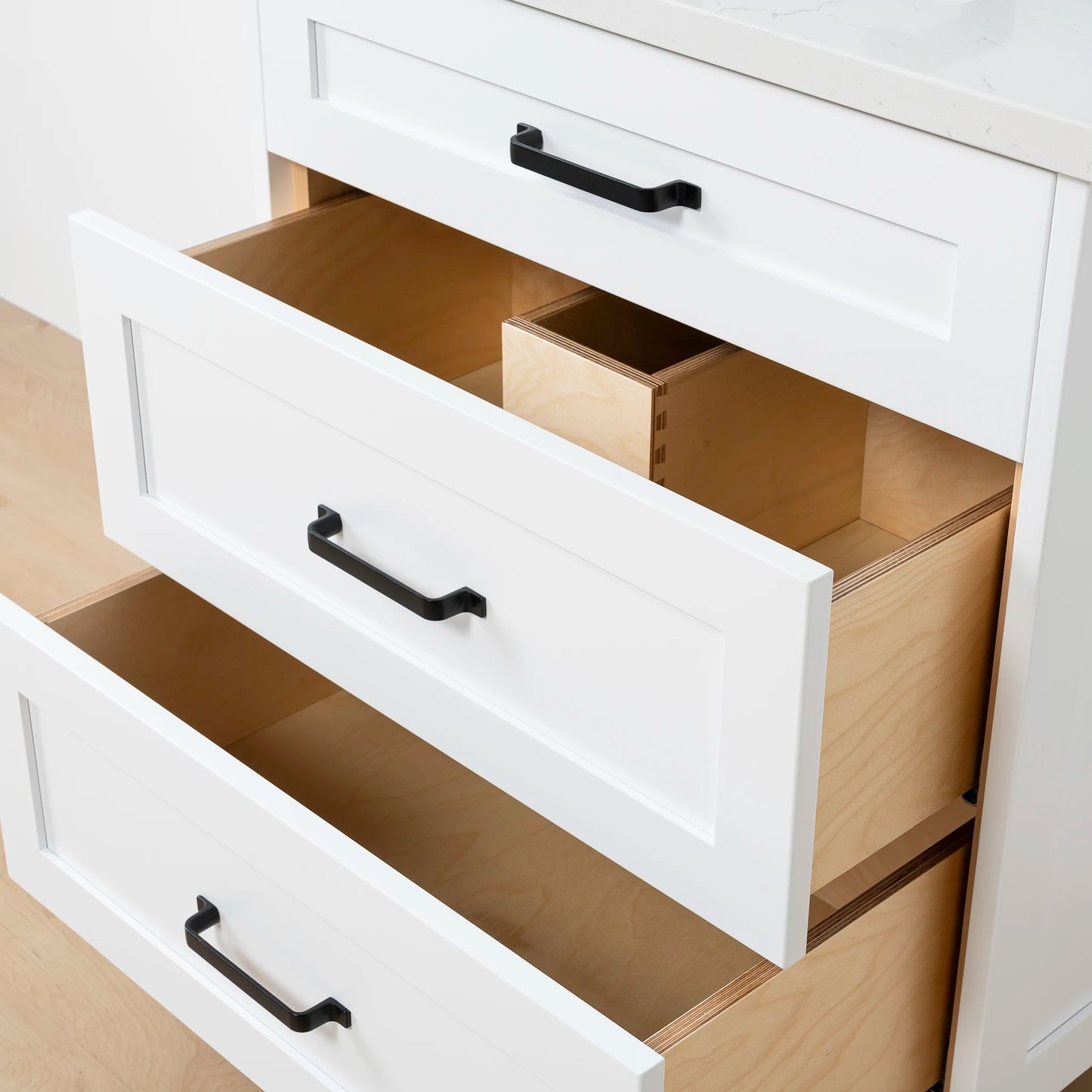 Bridgeport SLIM 30" Satin White Bathroom Vanity - All Drawers