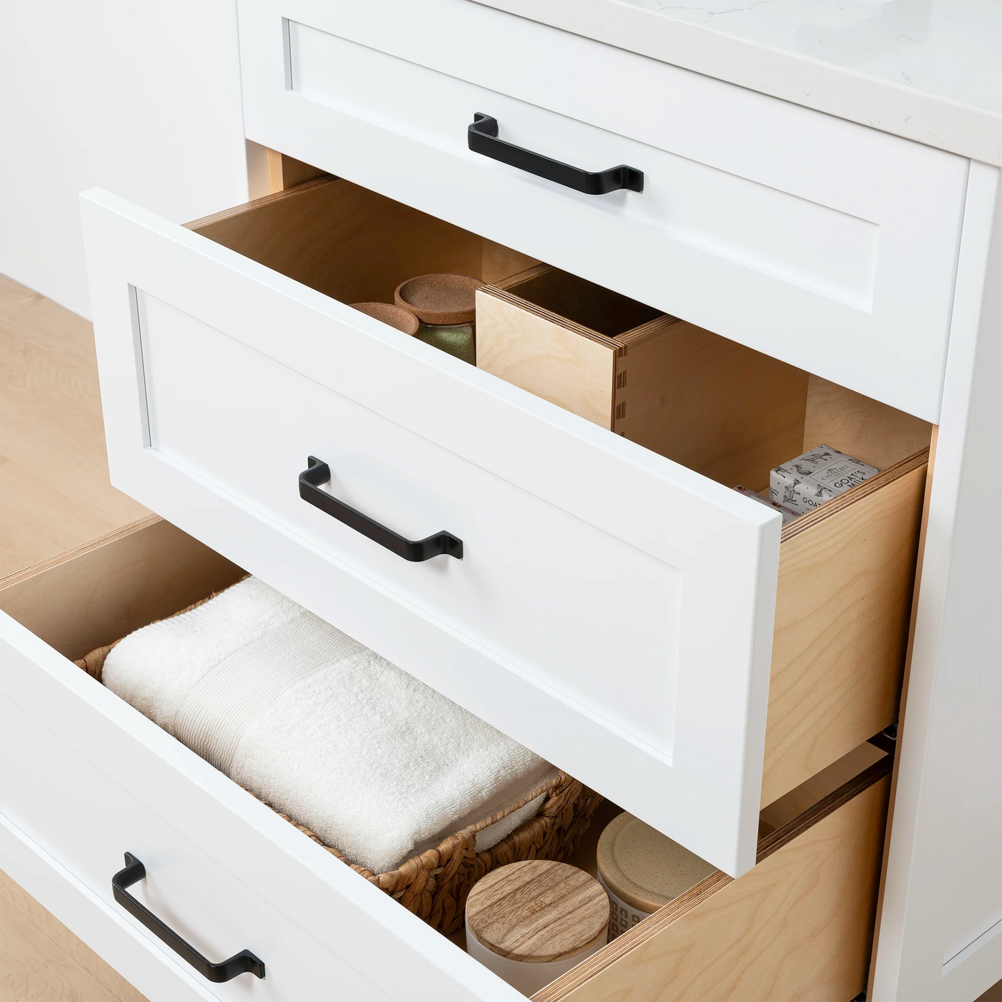 Bridgeport SLIM 30" Satin White Bathroom Vanity - All Drawers