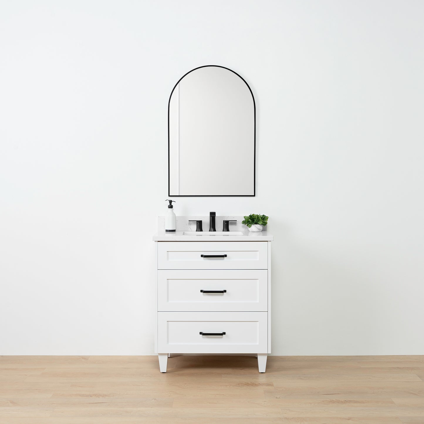 Bridgeport SLIM 30" Satin White Bathroom Vanity - All Drawers