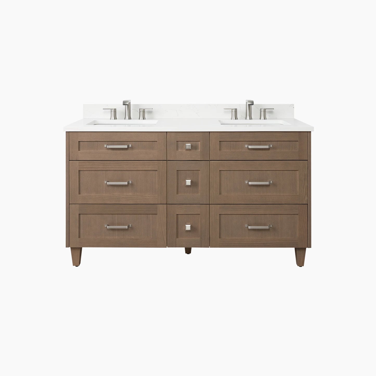 Bridgeport 60" Almond Coast Bathroom Vanity, Double Sink - All Drawers