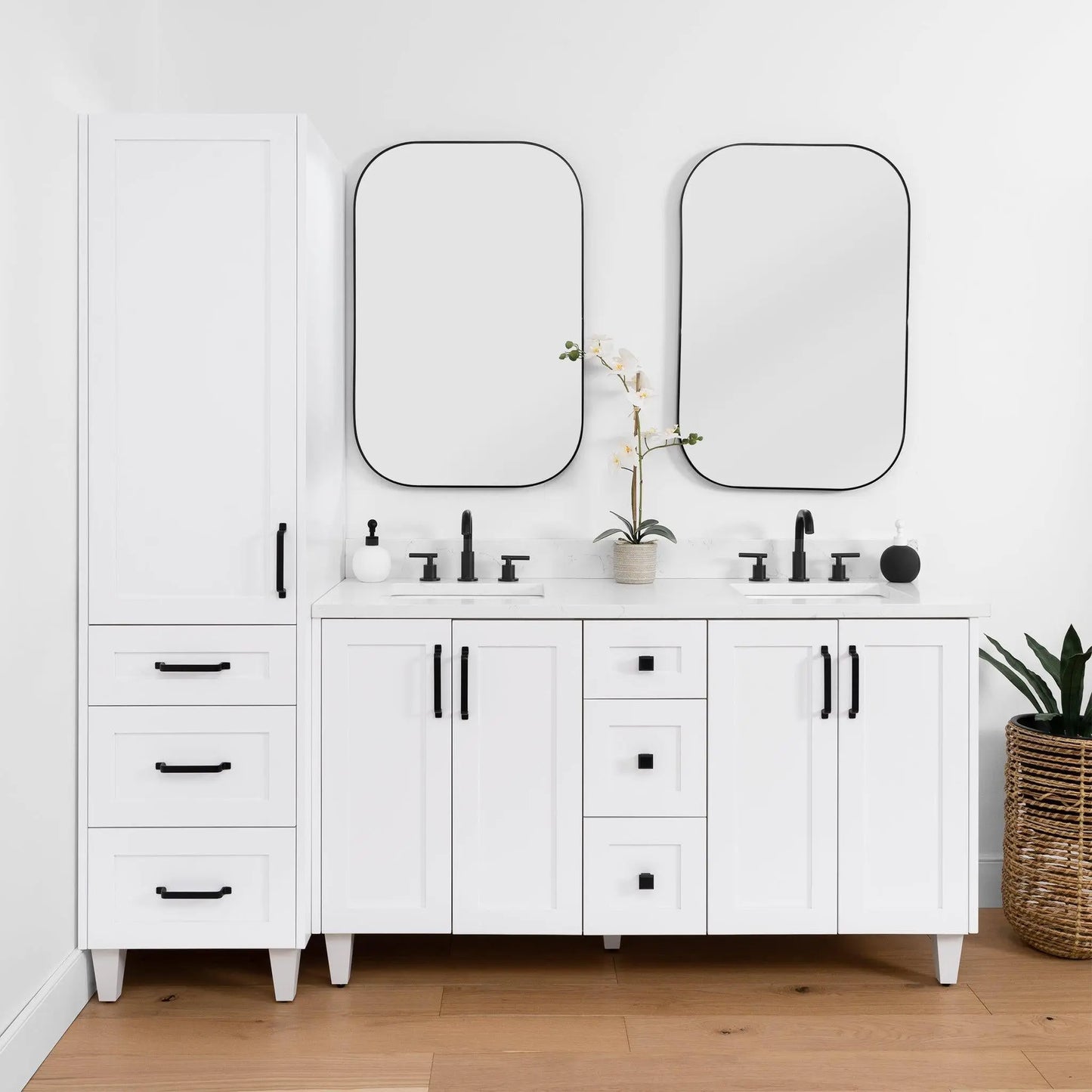 Bridgeport, Teodor® Satin White Linen Cabinet Teodor Bathroom VanityCanada