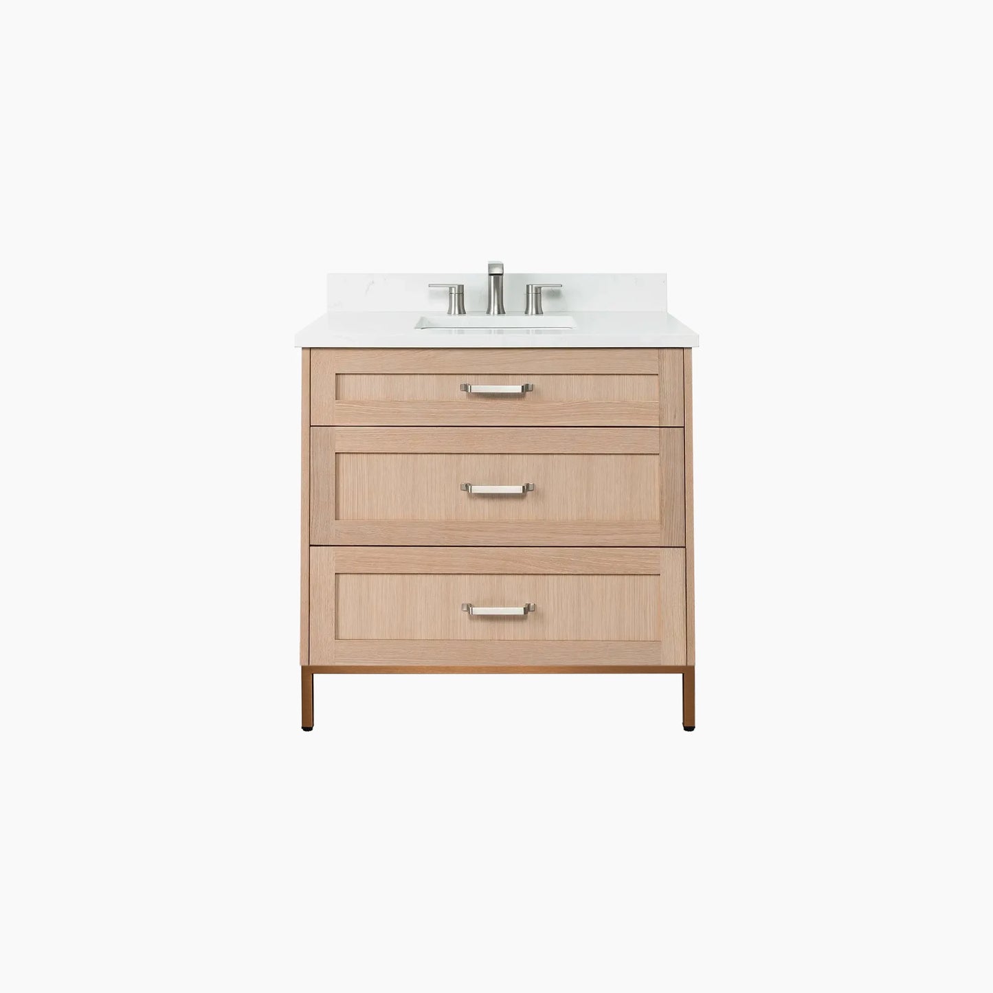 Bridgeport 36" White Oak Bathroom Vanity - All Drawers