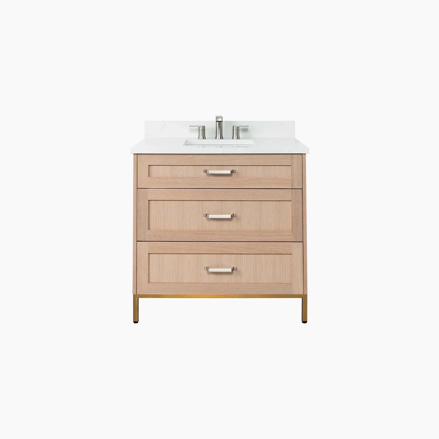 Bridgeport 36" White Oak Bathroom Vanity - All Drawers