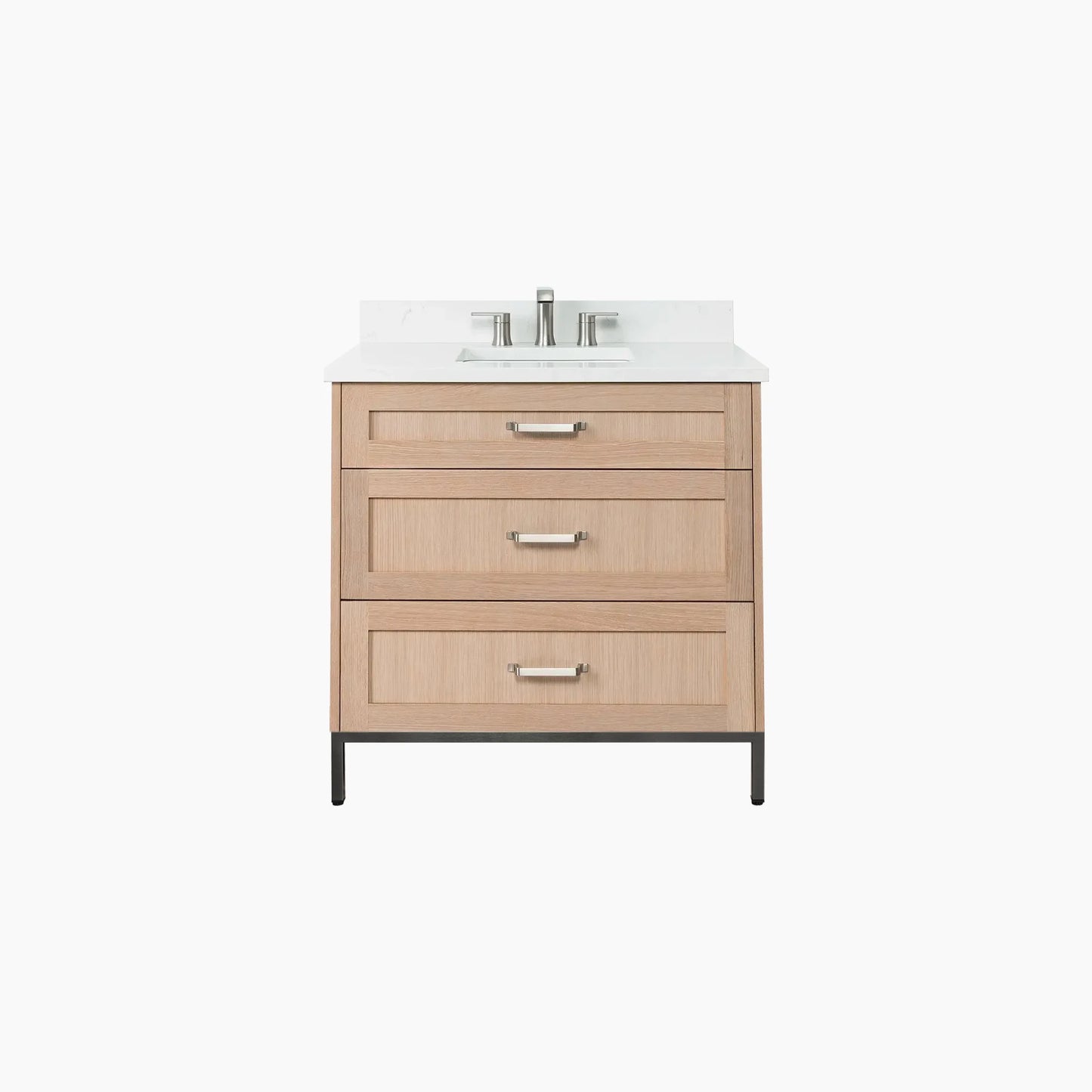 Bridgeport 36" White Oak Bathroom Vanity - All Drawers