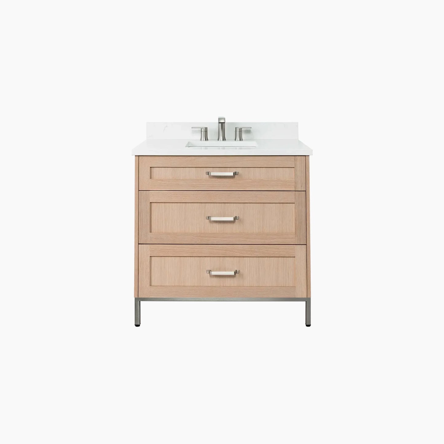 Bridgeport 36" White Oak Bathroom Vanity - All Drawers