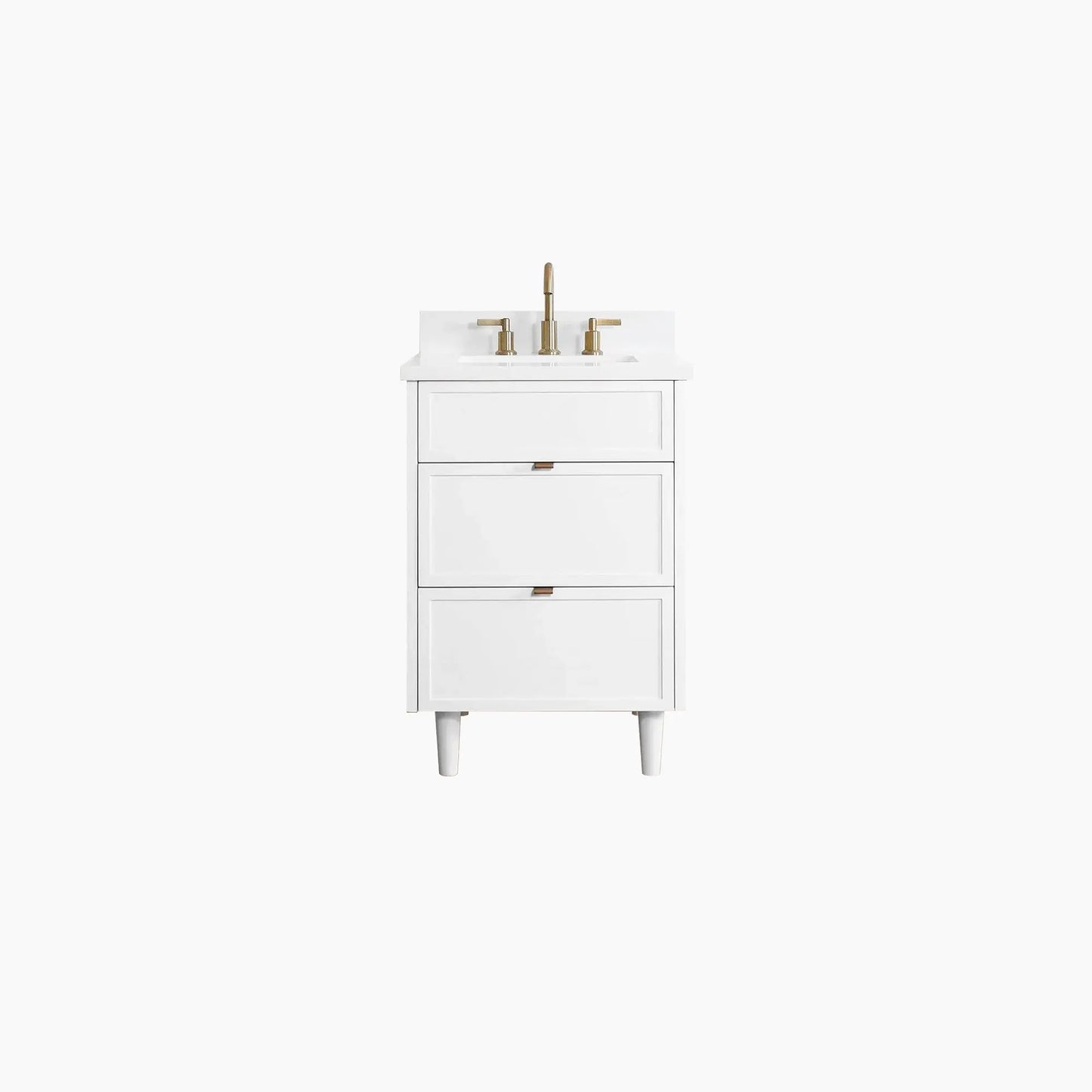 Cape Breton SLIM 24" Satin White Bathroom Vanity - All Drawers Teodor Bathroom Vanity Canada