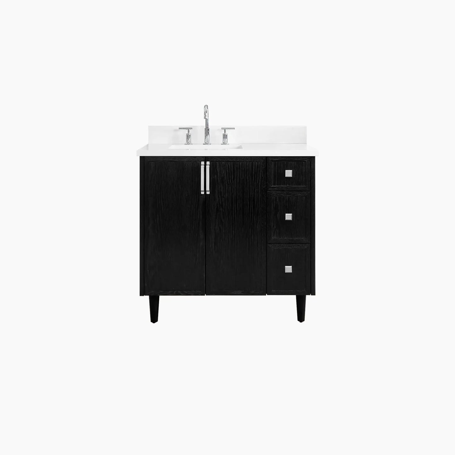 Cape Breton SLIM 36" Blackened Oak Bathroom Vanity, Left Sink Teodor Bathroom Vanity Canada