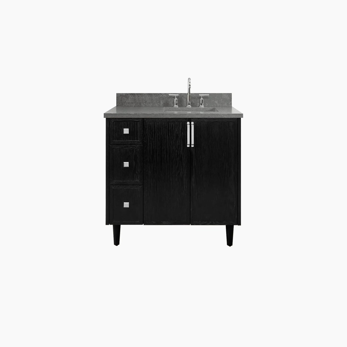 Cape Breton SLIM 36" Blackened Oak Bathroom Vanity, Right Sink Teodor Bathroom Vanity Canada