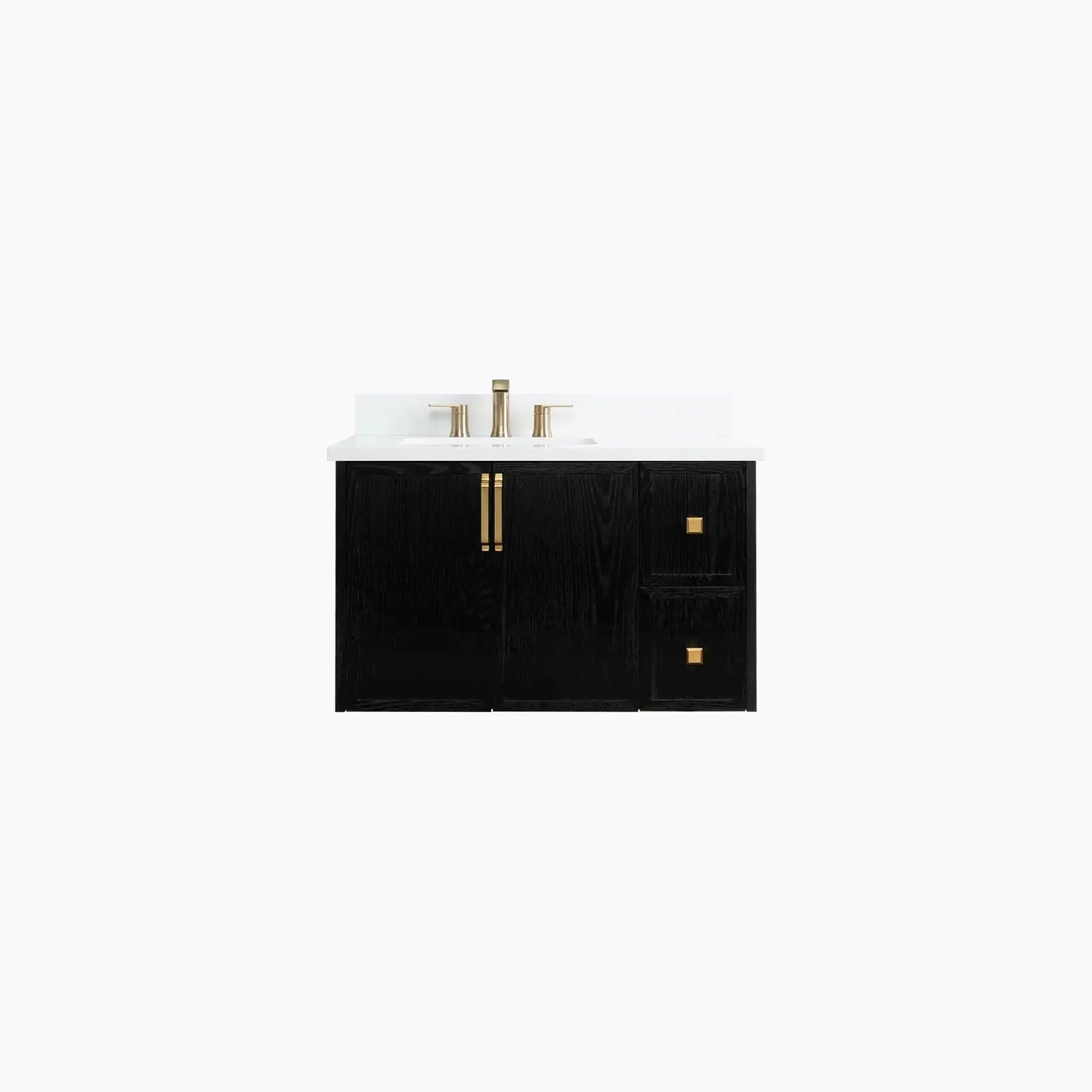 Cape Breton SLIM 36" Wall Mount Blackened Oak Bathroom Vanity, Left Sink Teodor Bathroom Vanity Canada