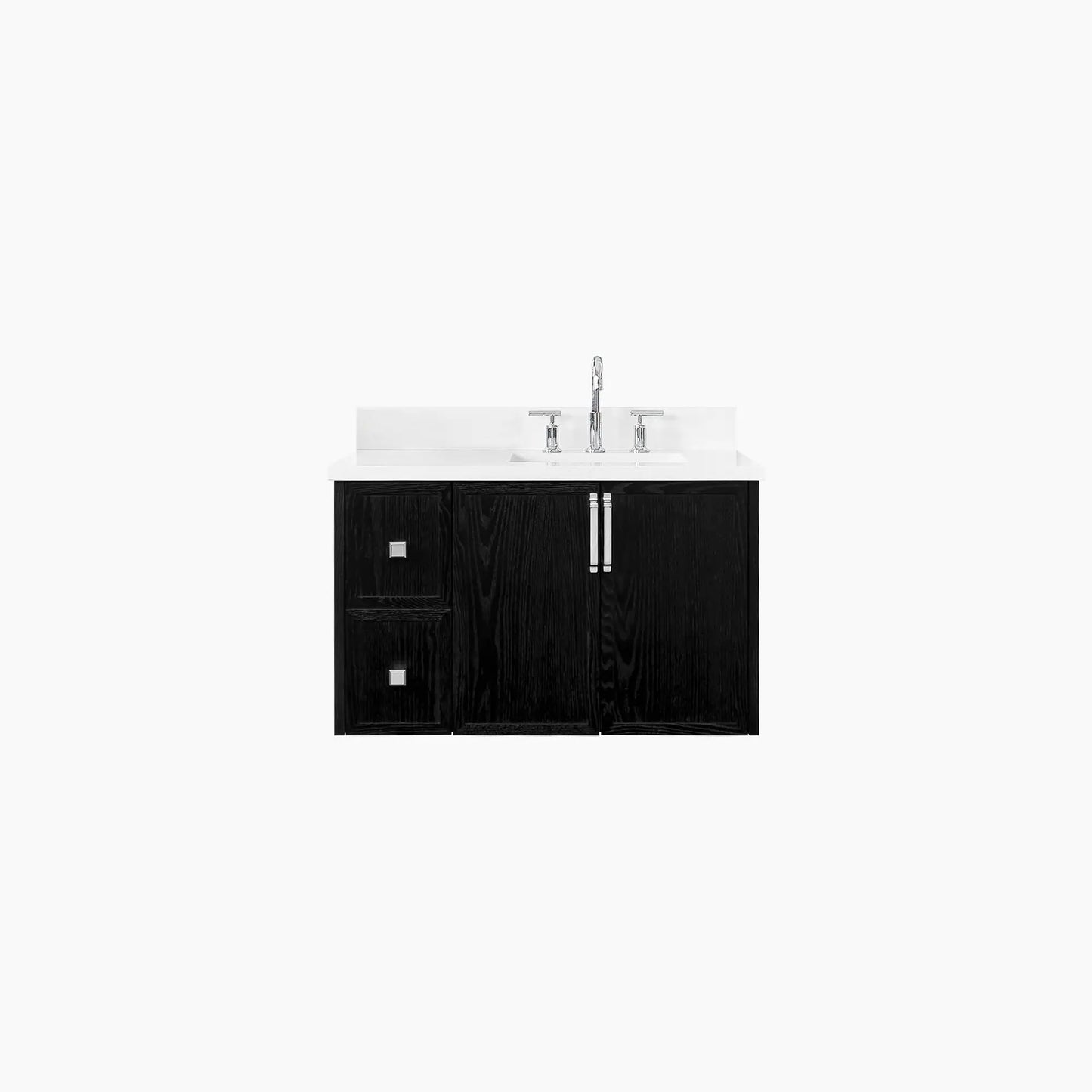 Cape Breton SLIM 36" Wall Mount Blackened Oak Bathroom Vanity, Right Sink Teodor Bathroom Vanity Canada