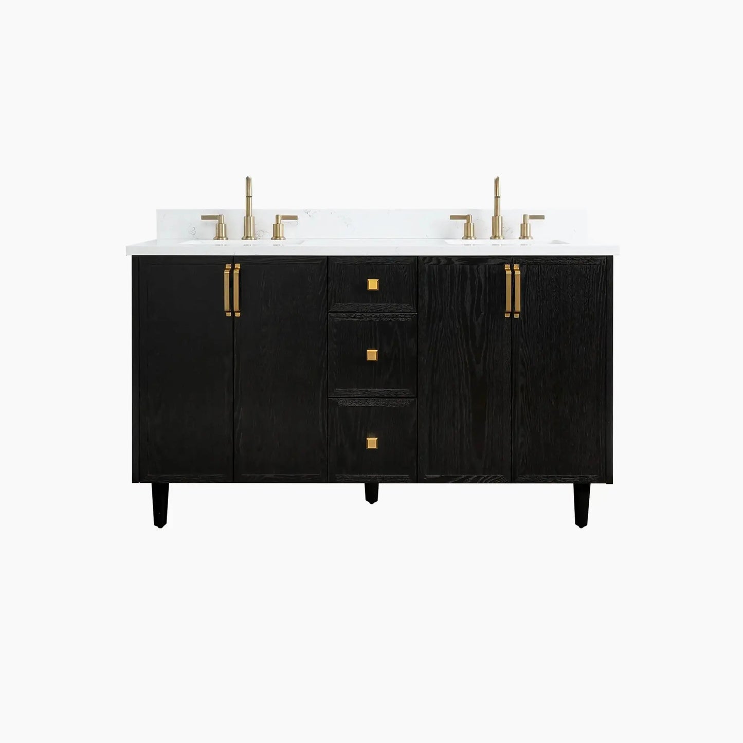 Cape Breton SLIM 60" Blackened Oak Bathroom Vanity, Double Sink Teodor Bathroom Vanity Canada