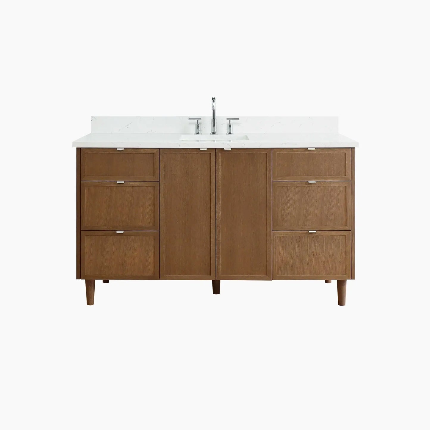 Cape Breton SLIM 60" Mid Century Oak Bathroom Vanity Teodor Bathroom Vanity Canada